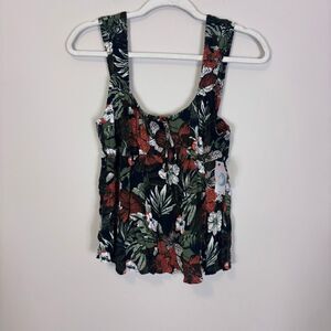 New Volcom Black with Orange Floral Coco Ho Cami Tank Top Medium